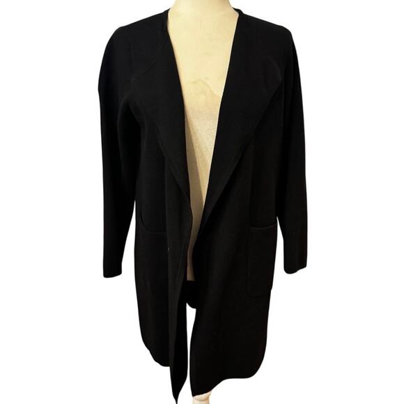 J.Crew Black Merino Wool Blend Knit Blazer Cardigan Coat Size Small - Picture 2 of 7